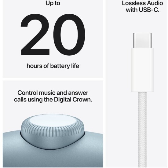 Apple AirPods Max 2 Ασύρματα / Ενσύρματα Over Ear Ακουστικά και Quick Charge Blue