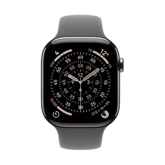 Apple Watch Series 11 Cellular Titanium 46mm Αδιάβροχο με eSIM και Παλμογράφο (Natural Titanium Case with Stone Grey Sport Band - M/L)