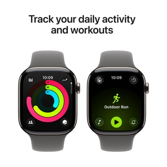 Apple Watch Series 11 Cellular Titanium 46mm Αδιάβροχο με eSIM και Παλμογράφο (Natural Titanium Case with Stone Grey Sport Band - M/L)