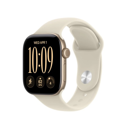 Apple Watch Series 12 Aluminium 42mm Αδιάβροχο με Παλμογράφο (Light Gold Aluminium with Sand Sport Band - M/L)