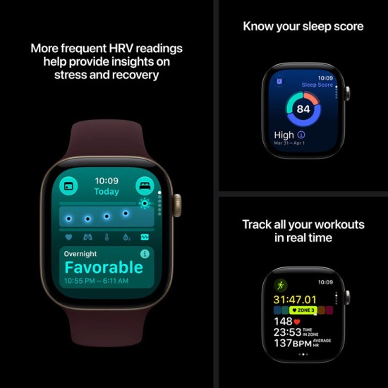 Apple Watch Series 12 Cellular Aluminium 42mm Αδιάβροχο με Παλμογράφο (Light Gold Aluminium with Sand Sport Band - S/M)