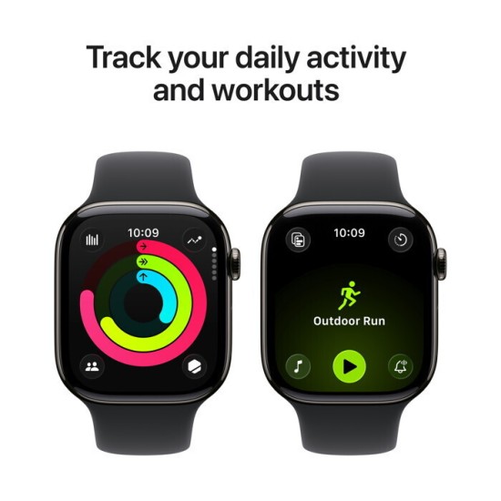 Apple Watch Series 11 Cellular Titanium 46mm Αδιάβροχο με eSIM και Παλμογράφο (Slate Titanium Case with Black Sport Band - S/M)