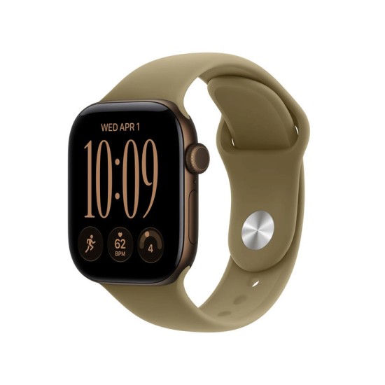 Apple Watch Series 12 Aluminium 42mm Αδιάβροχο με Παλμογράφο (Dark Bronze Aluminium with Olive Sport Band - S/M)