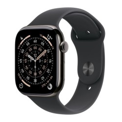 Apple Watch Series 11 Cellular Titanium 46mm Αδιάβροχο με eSIM και Παλμογράφο (Slate Titanium Case with Black Sport Band - S/M)
