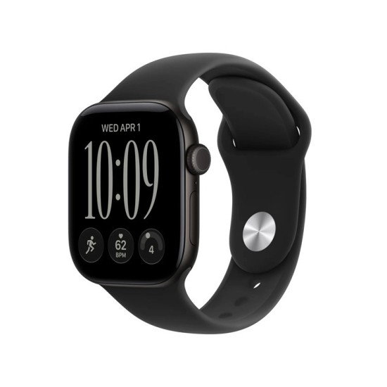 Apple Watch Series 12 Aluminium 42mm Αδιάβροχο με Παλμογράφο (Black Aluminium with Black Sport Band - S/M)