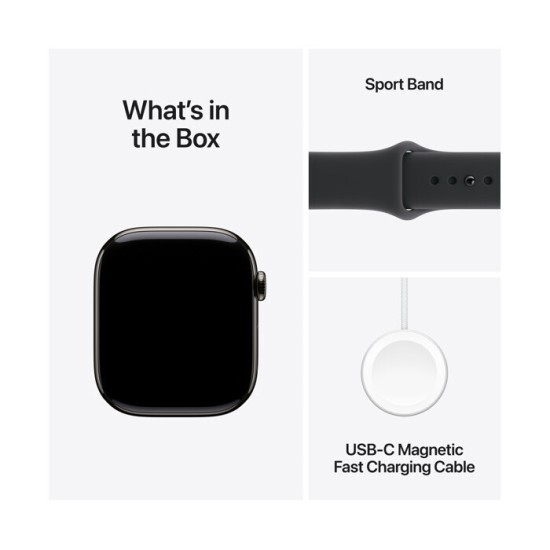 Apple Watch Series 11 Cellular Titanium 46mm Αδιάβροχο με eSIM και Παλμογράφο (Slate Titanium Case with Black Sport Band - S/M)