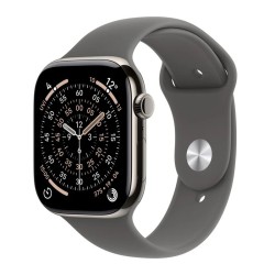 Apple Watch Series 11 Cellular Titanium 46mm Αδιάβροχο με eSIM και Παλμογράφο (Natural Titanium Case with Stone Grey Sport Band - M/L)