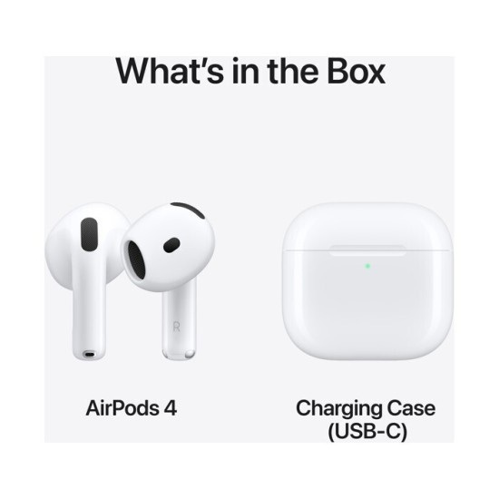 Apple AirPods 4 Earbud Bluetooth Handsfree Ακουστικά με Αντοχή στον Ιδρώτα και Θήκη Φόρτισης Λευκά