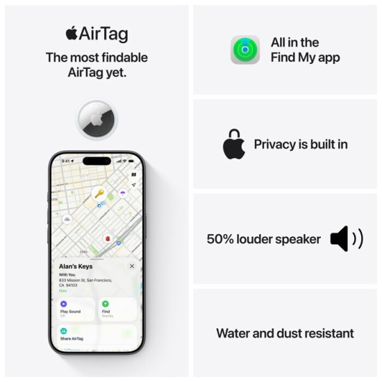 Apple AirTag 2nd Gen Apple Find My Λευκό Apple AirTag 2nd Gen Apple Find My Λευκό